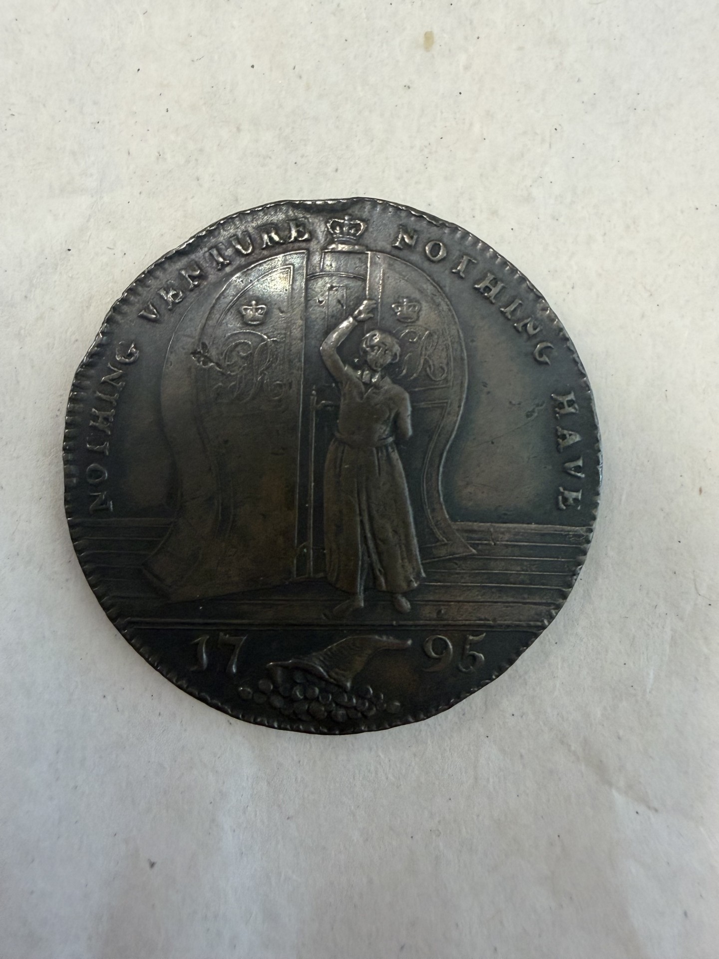 1795 Halfpenny Lottery Token Featuring a CH Boy