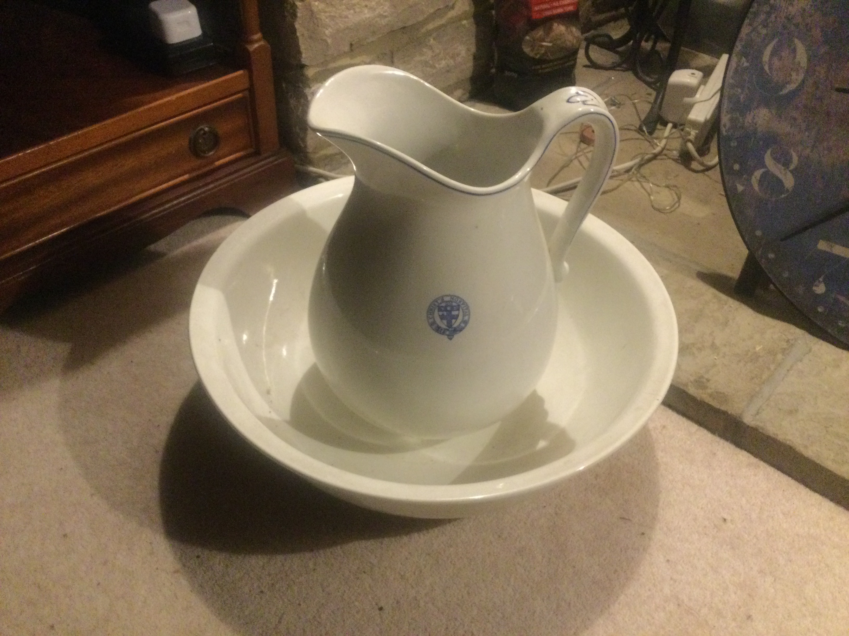 Antique wash bowl and jug