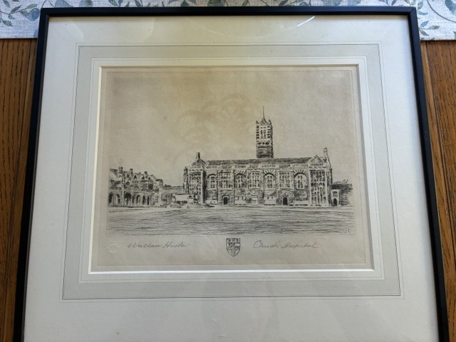 Signed Remarque Proof Etching of Christ's Hospital by Wallace Hester