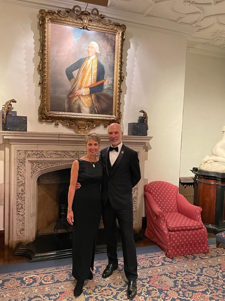 Peter Farnfield, Chief Steward, with his partner — Ironmongers' Hall, 18th October 2022
